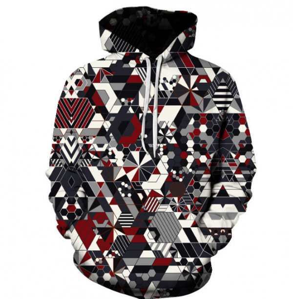 Hoodie dengan Pola Geometris yang Dinamis